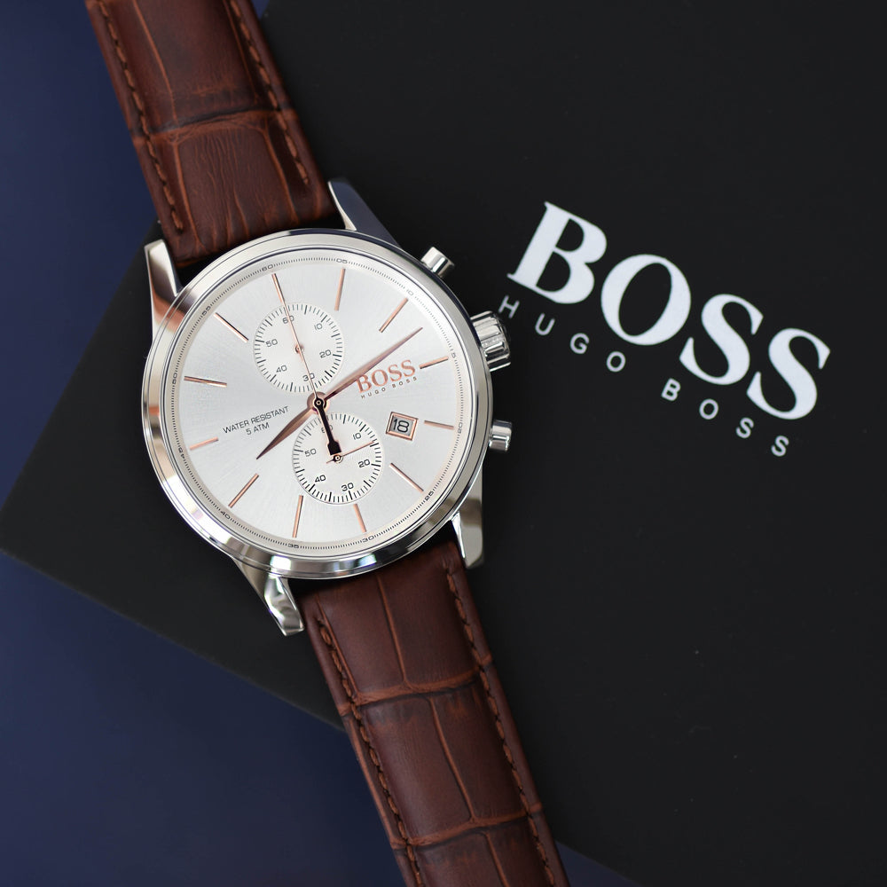 Hugo Boss Men's Brown Leather Strap Watch - HB1513280